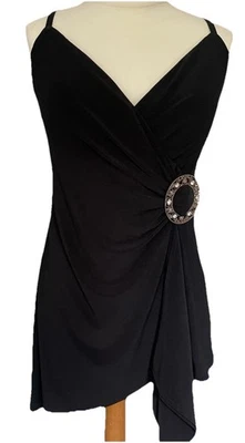 BNWT Joseph Ribkoff Black Evening Top Tunic Jewel Buckle Stretch Xmas Party 14 - Image 1 of 4