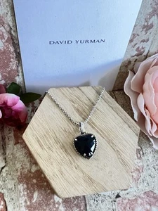 DAVID YURMAN Sterlingsilber schwarzes Herz Charm Anhänger mit Kette - Bild 1 von 9