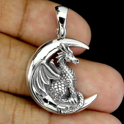 Joyería colgante de plata de ley 925 con piedras preciosas de dragón Foto 1 de 4