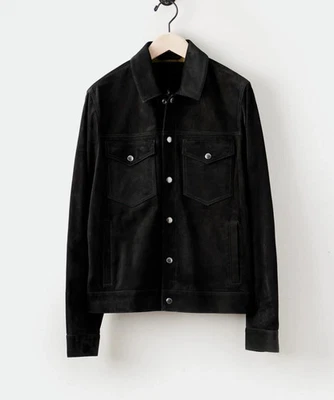 Men's 'TRUCKER' Black Suede Shirt 100% Soft Lambskin Casual Custom Made Shirt - Image 1 of 4