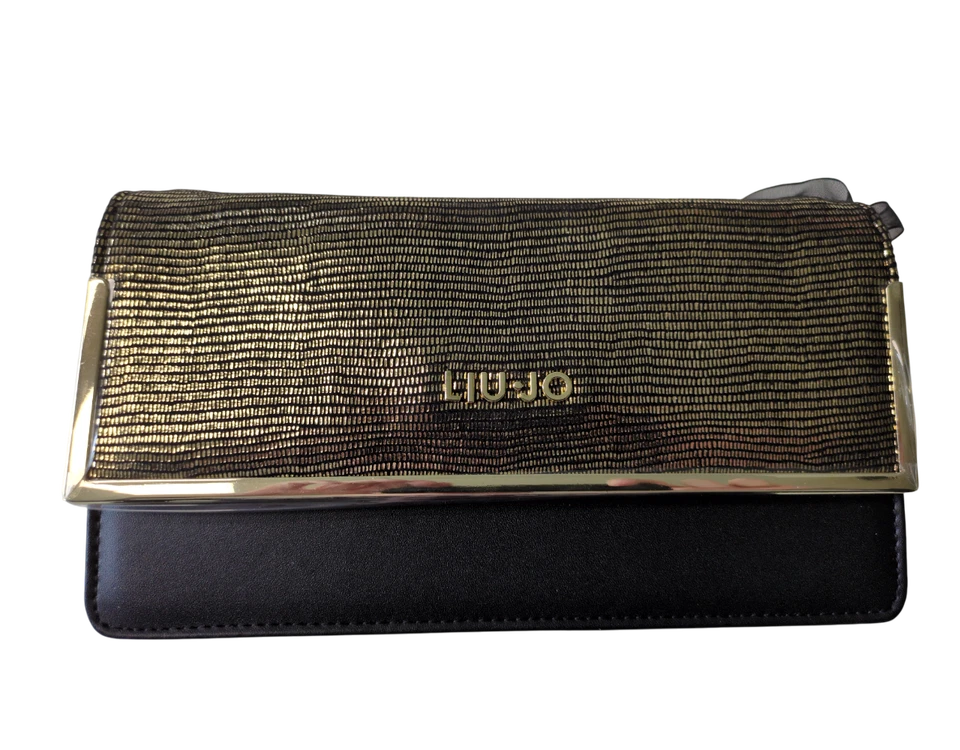 Liu Jo Handtasche Damen Clutch Kunstleder Schwarz Gold A65064E0141-90048