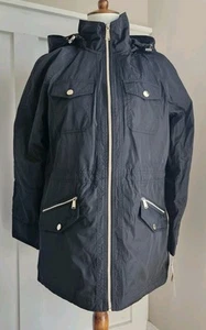 NWT! MICHAEL KORS Women's MEDIUM Hooded Black Spring Jacket Coat - Picture 1 of 16