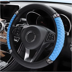 Coprivolante universale Ø 37-38 cm in pelle PU Bling coprivolante auto strass - Foto 1 di 19