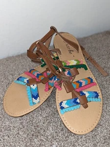 Sandalias para mujer Just Be navajo indio americano con cuentas, gladiador, borlas EE. UU. 7 M - Imagen 1 de 7