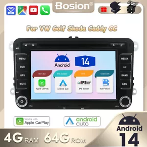 For VW Golf Skoda Caddy CC Head Unit Android 14 GPS Sat Nav Car Radio Stereo 64G - Picture 1 of 23