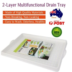 Kitchen 2-Layer Drying Tray Cup Dish Vegetable Fruit Drainer Storage Rack Detach - Picture 1 of 4