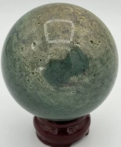 Shubhanjali Grey Green Aventurine Sphere Crystal Mineral 3” 72.6mm 618g 1.365lb - Picture 1 of 5