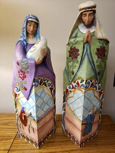 Jim Shore Nativity JOSEPH MARY Blessed Night Figurine 2 piece 18.5" tall LOVELY - Picture 1 of 10