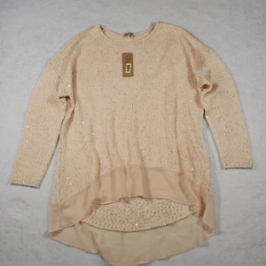 Cremieux Women's Size M Knit Sweater Pink Peach Ballet Oversize Sparkle Sequins - Picture 1 of 10