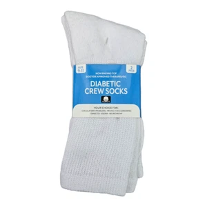 Diabetic Crew Socks 2 Pack Cotton Polyester Blend, Wide Top, Cushion Sole - Picture 1 of 3