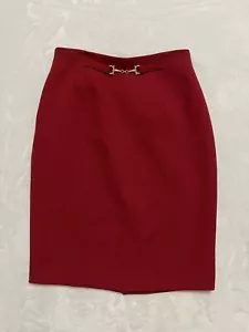 Marks Spencer St Michael Polyester Wool Blend Red Skirt UK 12 / US 8 Career - Picture 1 of 8