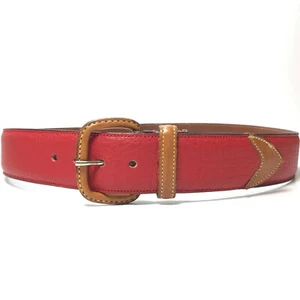 Dooney & Bourke Belt Red Brown 30 VTG Leather 1.5" Classic USA Made Ladies - Picture 1 of 10