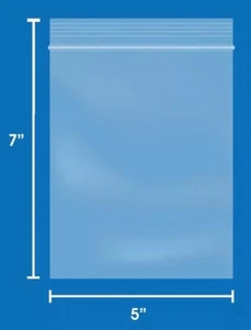 (5" x 7") 2 Mil Thick Clear Plastic Reclosable Zip Poly Bags, Lock Seal Zipper - Picture 1 of 11