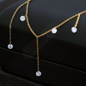 18K Gold Diamond Star Necklace - Dainty Necklace for Women - Picture 1 of 11