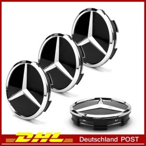 4x60mm Felgenkappen Schwarz Nabendeckel Radnabenkappen Für Mercedes-Benz - Bild 1 von 4