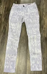Pantalones de mezclilla ajustados para mujer Black Orchid púrpura claro patrón ikat talla 25 NUEVO - Imagen 1 de 6