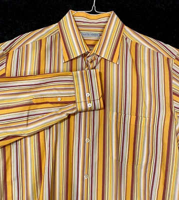 Martin Gordon Mens Size XL Multicolored Striped Long Sleeve Pocket Dress Shirt - Image 1 of 4