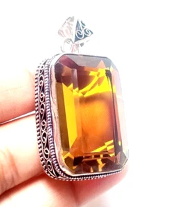 Yellow Citrine Gemstone Handmade 925 Sterling Silver Ethnic Jewelry Pendant - Picture 1 of 13