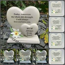  Double Heart Memorial Flower Graveside Remembrance Plaque Garden Tribute Grave