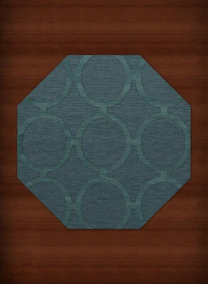Blue Transitional Rings Loops Area Rug Circles DV14 - Image 1 of 2