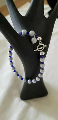 PULSERA 7 1/2" CUENTAS DE VIDRIO ASPECTO GRANITO CHECO CUADRADAS ESPACIADORES CHECOS Foto 1 de 2