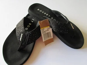 Rocket Dog Damen schwarz Adios mit verzierten Riemen Tanga Flip Flop neu - Bild 1 von 4