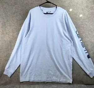 Carhartt Long Sleeve Shirt Men's Large Blue Logo Sleeve Loose Fit Pullover Shirt - Picture 1 of 7