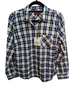 Untuckit Women's Size 6 Blue Plaid Sorbo Button Down Long Sleeve Shirt - Picture 1 of 8