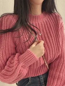 Vintage Harajuku Lantern Long Sleeved Knit Sweater Korean Autumn Winter Wear HOT - Picture 1 of 14