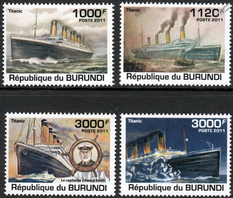 Sinking of RMS TITANIC White Star Line Ocean Liner Ship Stamp Set (2011 Burundi) Cover