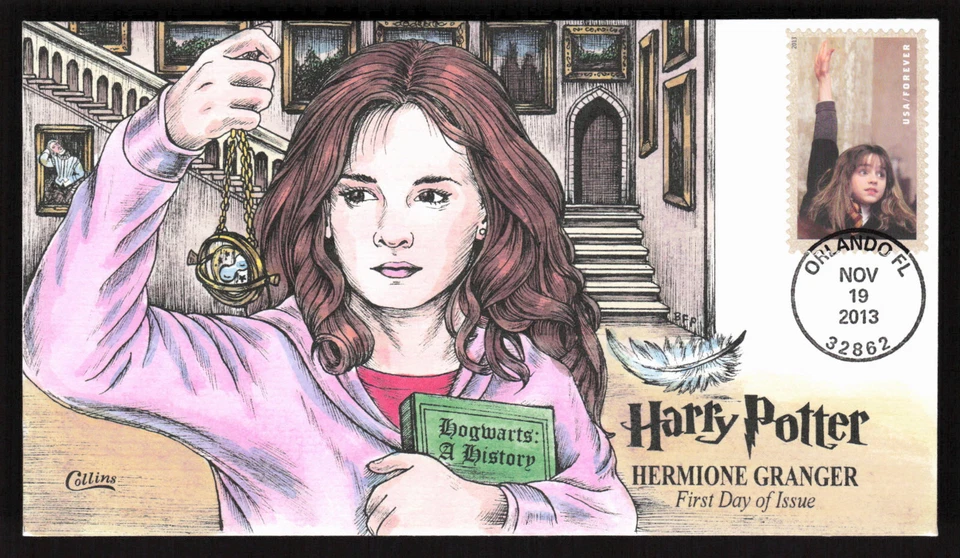 Harry Potter FDC 2013 Hermione Granger Collins coloreado a mano primer día emisión Foto 1 de 1