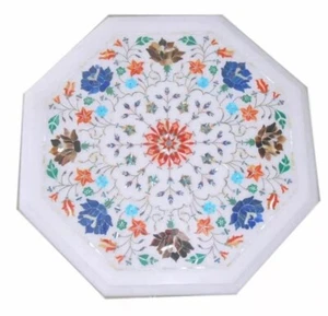 12" Marble Inlay Coffee Table Top Floral  Stone Art  Handmade  Living Room Decor - Picture 1 of 7