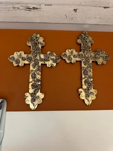 2 Brother Sister Design Studio Tiding of Joy Engraved Branches Wall Cross Gold - Picture 1 of 6