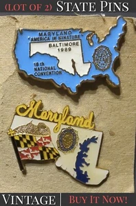 ✨VINTAGE✨ (Lot Of 2) State Pins - Maryland & Baltimore - NEW! - Picture 1 of 8