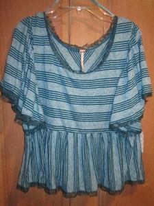 NUEVO✿ Blusa Free People DAMAS M TOP $68 RV Topacio Azul Borde de Encaje - Imagen 1 de 3