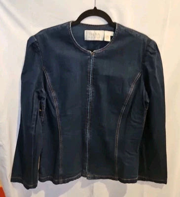 Женская темная вареная джинсовая куртка Dana Buchman Pre-O размер 14 - Изображение 1 из 4