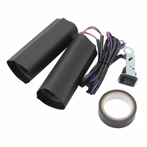12V Universal Motorcycle Heated Hand Grips Pad Handlebar Warm Cover Heater Black - Picture 1 of 5