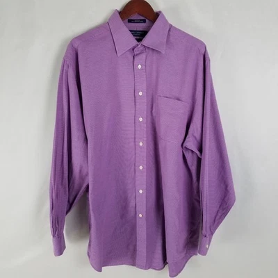 Daniel Cremieux Collection Richard Shirt Men's 17 1/2 36 Purple Pinstripe Cotton - Image 1 of 4