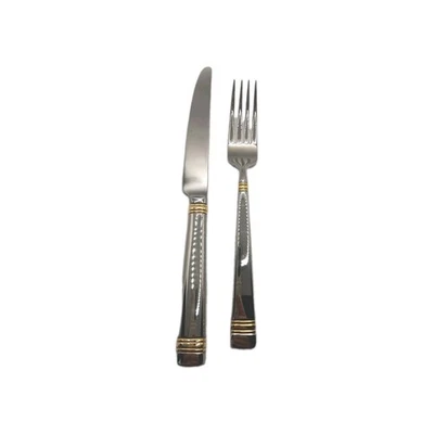 Reed & Barton Golden Longwood 2 Piece Place Set 18/10 Stainless Korea Flatware - Image 1 of 4
