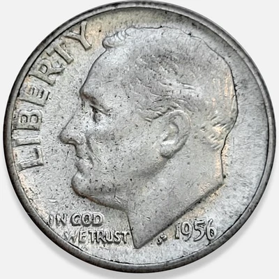 1956 P Roosevelt 10c Dime 90% Silver * Original Surfaces * 1956P #6 - Image 1 of 2