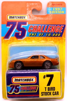 Matchbox 75 Challenge 1997 1/10.000 #7 Ford T-Bird Stock Car met. oro Foto 1 de 4