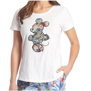 Tommy Bahama x Disney Jungle Jubilee Minnie Mouse Embroidered Applique White Tee - Picture 1 of 8