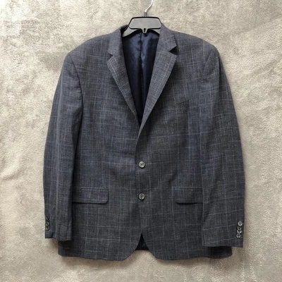 Daniel Cremieux Loro Piana Sport Coat Mens 46R Blue Plaid Wool Silk Linen Blend - Image 1 of 4