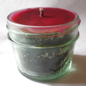 Vela de cera multicolor en tarro redondo de vidrio translúcido (J2) - Imagen 1 de 5