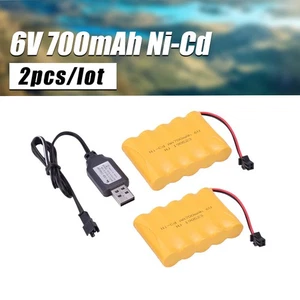 2x 6,0V 700mAh Ni-Cd AA Akkupack Wiederaufladbar SM-2P Stecker für RC Auto Spielzeug - Bild 1 von 10