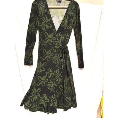 Vestido Max & Cleo Envolvente Midi Talla S Floral Negro y Verde Carrera Clásico Fiesta Cómodo Foto 1 de 4