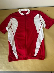 Sugoi Red And White Full Zip Short Sleeve Cycling Jersey Shirt Men's Medium - Picture 1 of 10