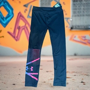 Under Armour Girls Leggings Black/Pink Performance Athletic Activewear Size 6X - Picture 1 of 10