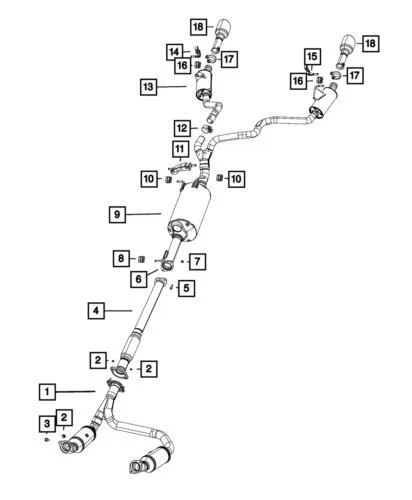 Tubo de escape trasero y convertidor genuino Mopar 2020-2022 Ram 1500 68433692AA Foto 1 de 1