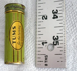 TUMS - Vintage Metal - Radio Promo - Canister Tube Pill Case - Push-Up Bottom - Picture 1 of 5